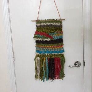 Handwoven Wall Hanging With Fringe Boho Decor